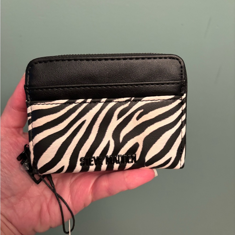 Steve Madden Black and White Zebra Compact Wallet